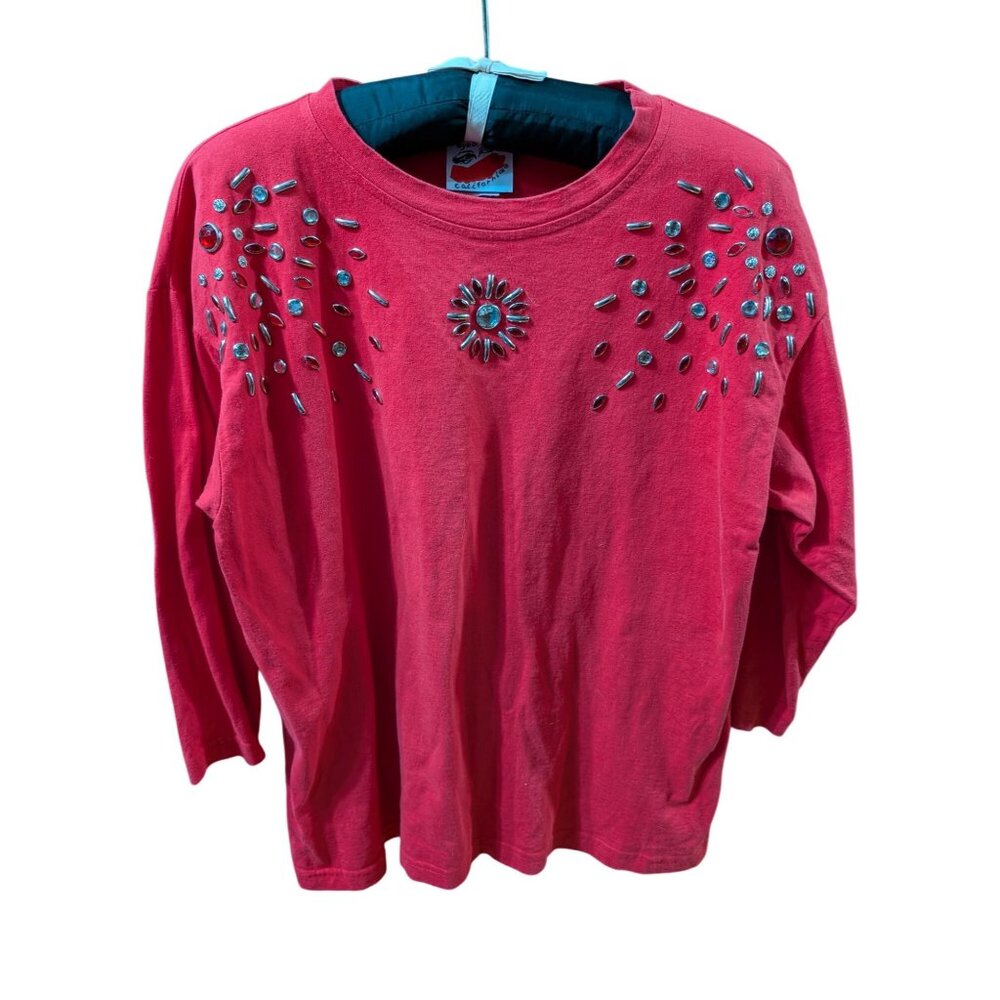 1990s Embellished Top w/ Rhinestone & Silver Studs Eyes On California One Size